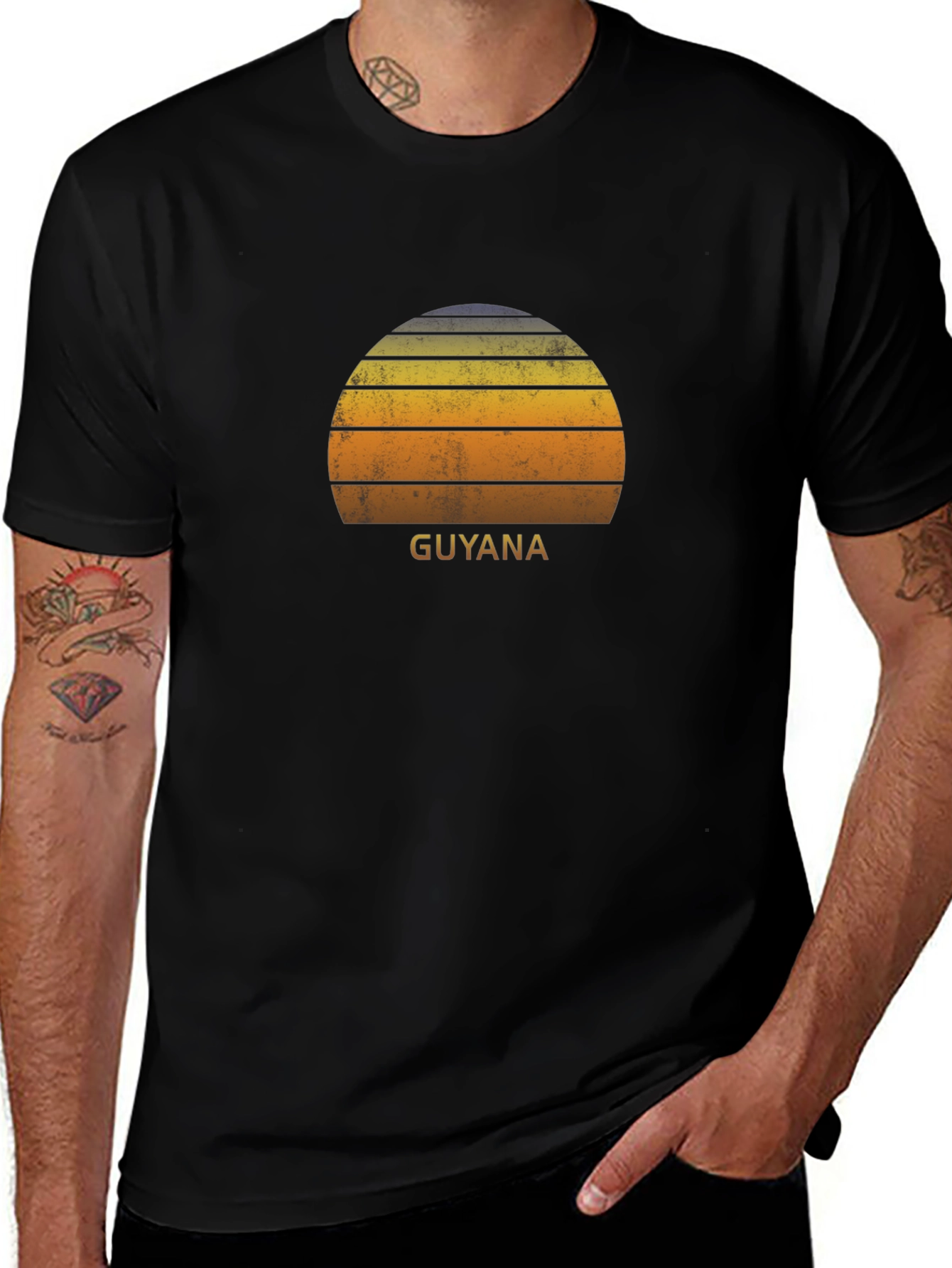 Camiseta Negra Retro Guyana