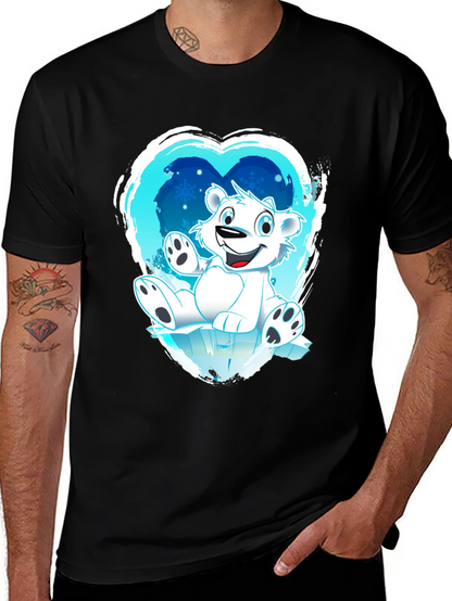 Camiseta Oso Polar Corazón Invierno Hombre