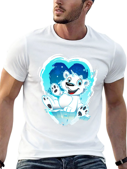 Camiseta Oso Polar Corazón Invierno Hombre