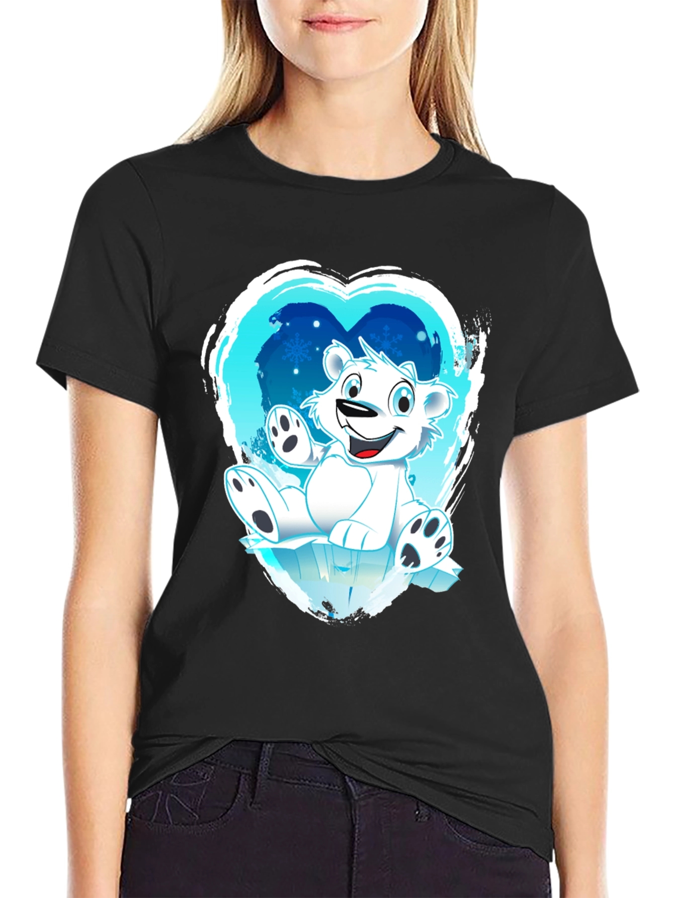 Camiseta Oso Polar Corazón Invierno Hombre