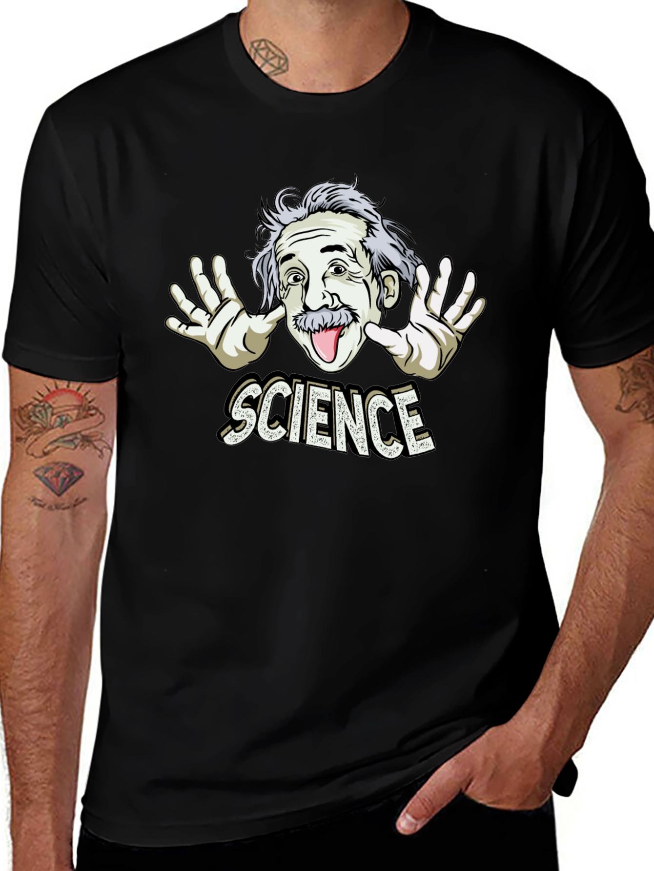 Camiseta Negra Science con Diseño Divertido de Einstein
