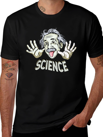 Camiseta Negra Science con Diseño Divertido de Einstein