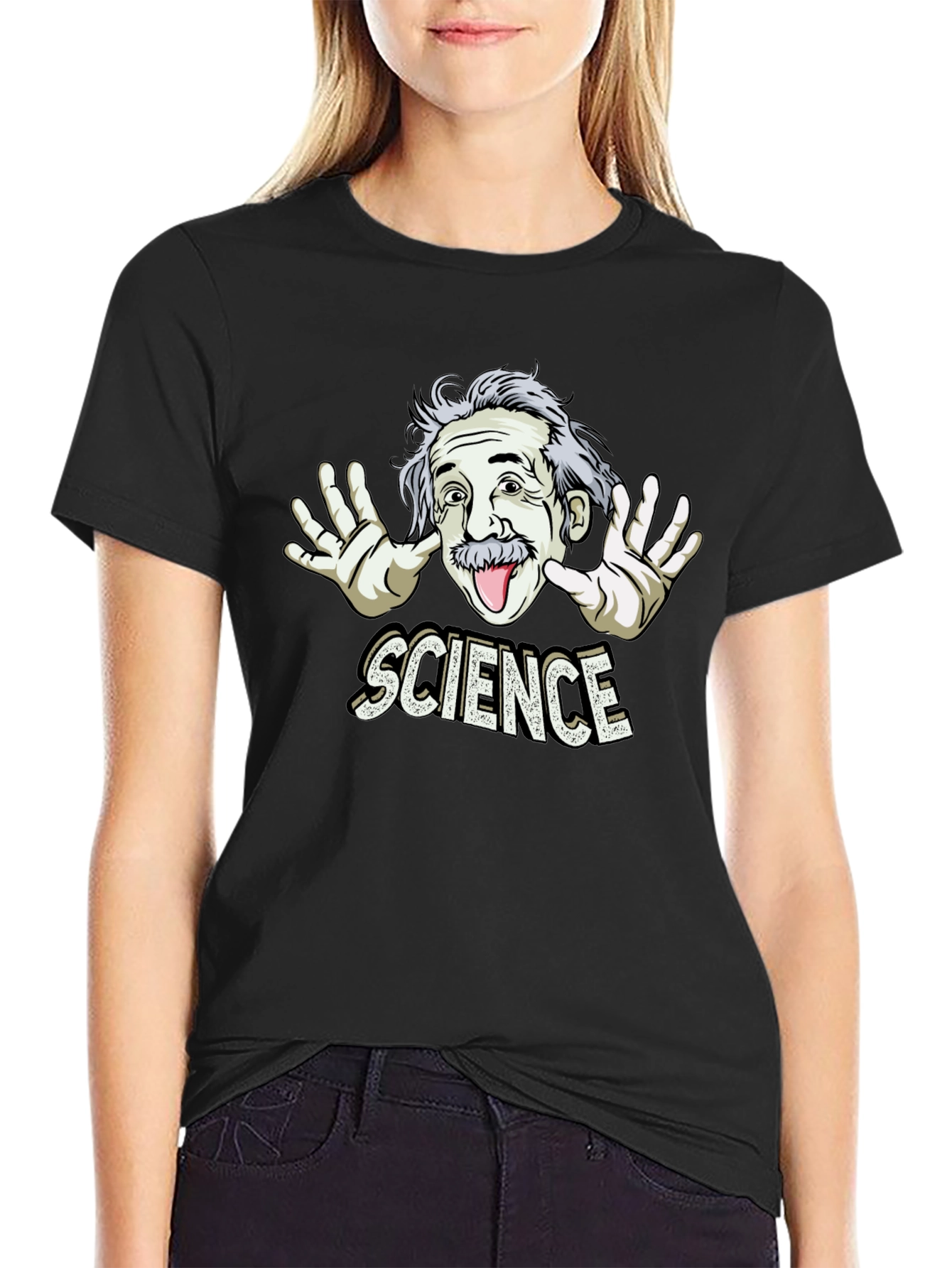 Camiseta Negra Science con Diseño Divertido de Einstein