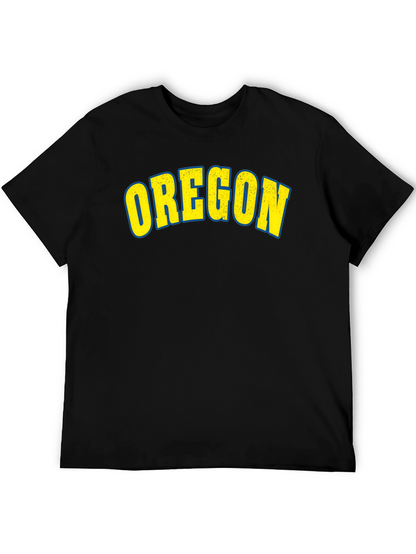Camiseta Negra Clásica con Diseño Oregon