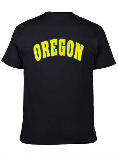 Camiseta Negra Clásica con Diseño Oregon