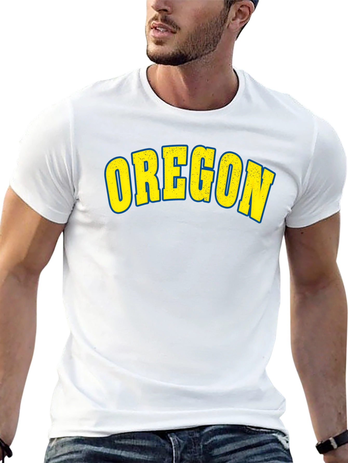 Camiseta Negra Clásica con Diseño Oregon