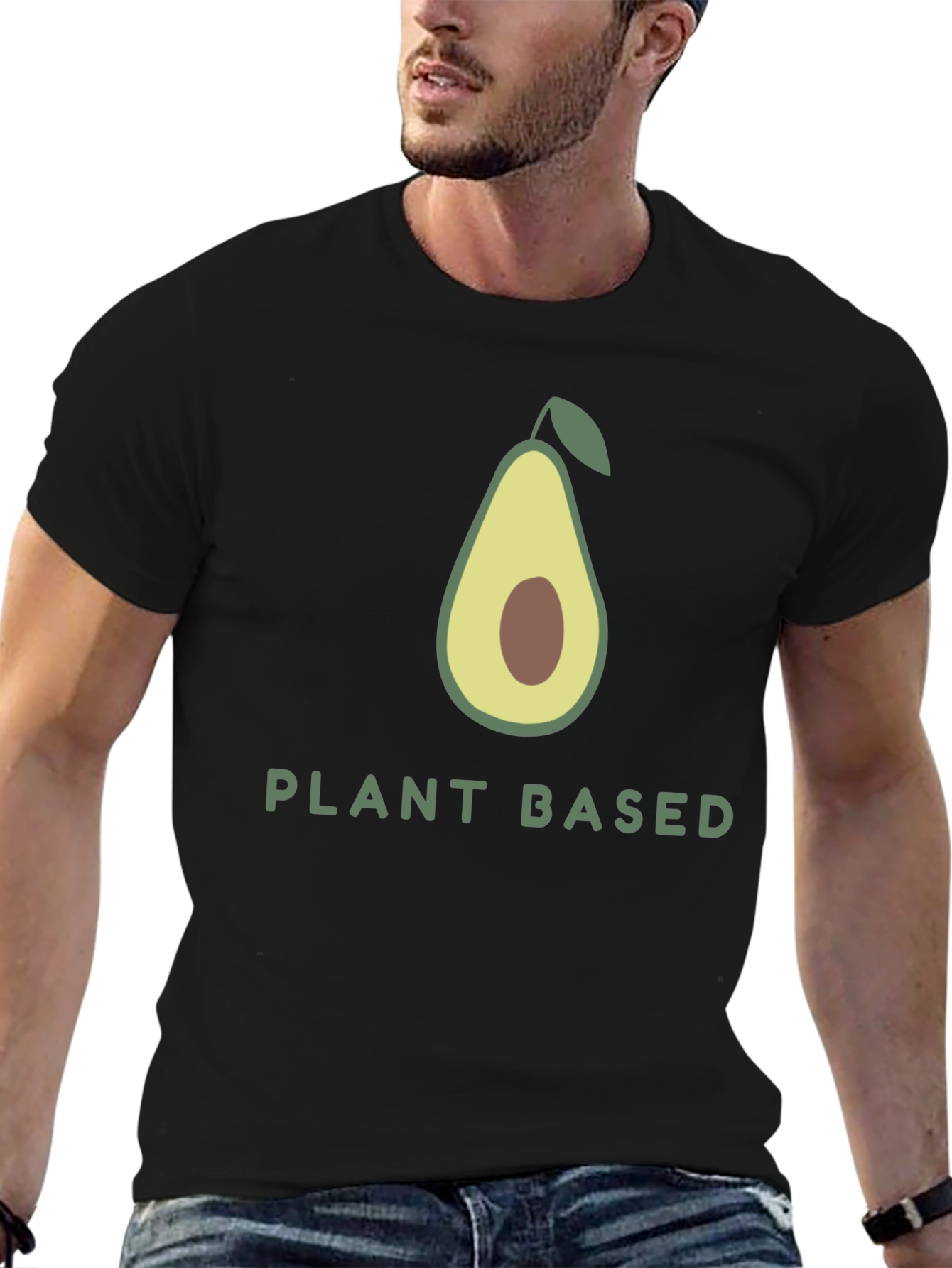 Camiseta Negra Vegana con Diseño de Aguacate