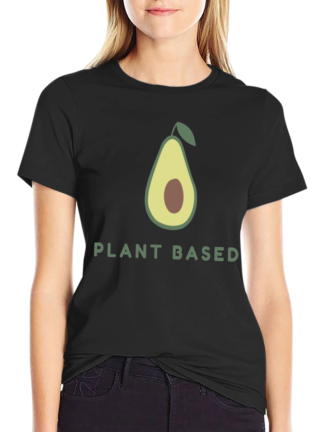 Camiseta Negra Vegana con Diseño de Aguacate