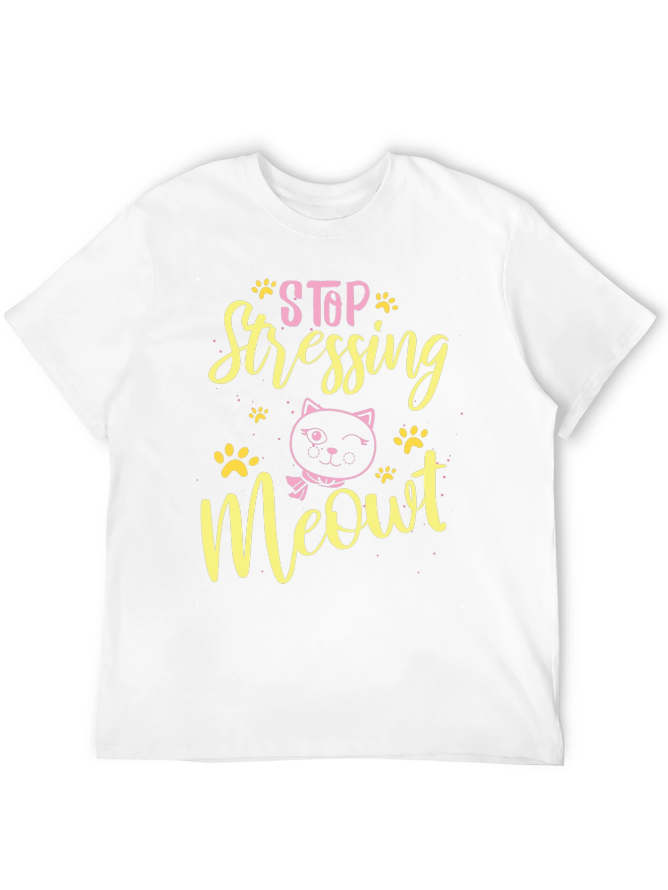 Camiseta Negra con Diseño de Gato Stop Stressing Meowt