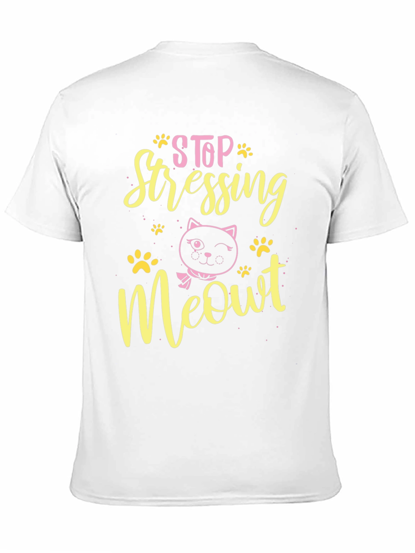 Camiseta Negra con Diseño de Gato Stop Stressing Meowt