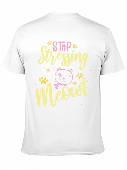 Camiseta Negra con Diseño de Gato Stop Stressing Meowt