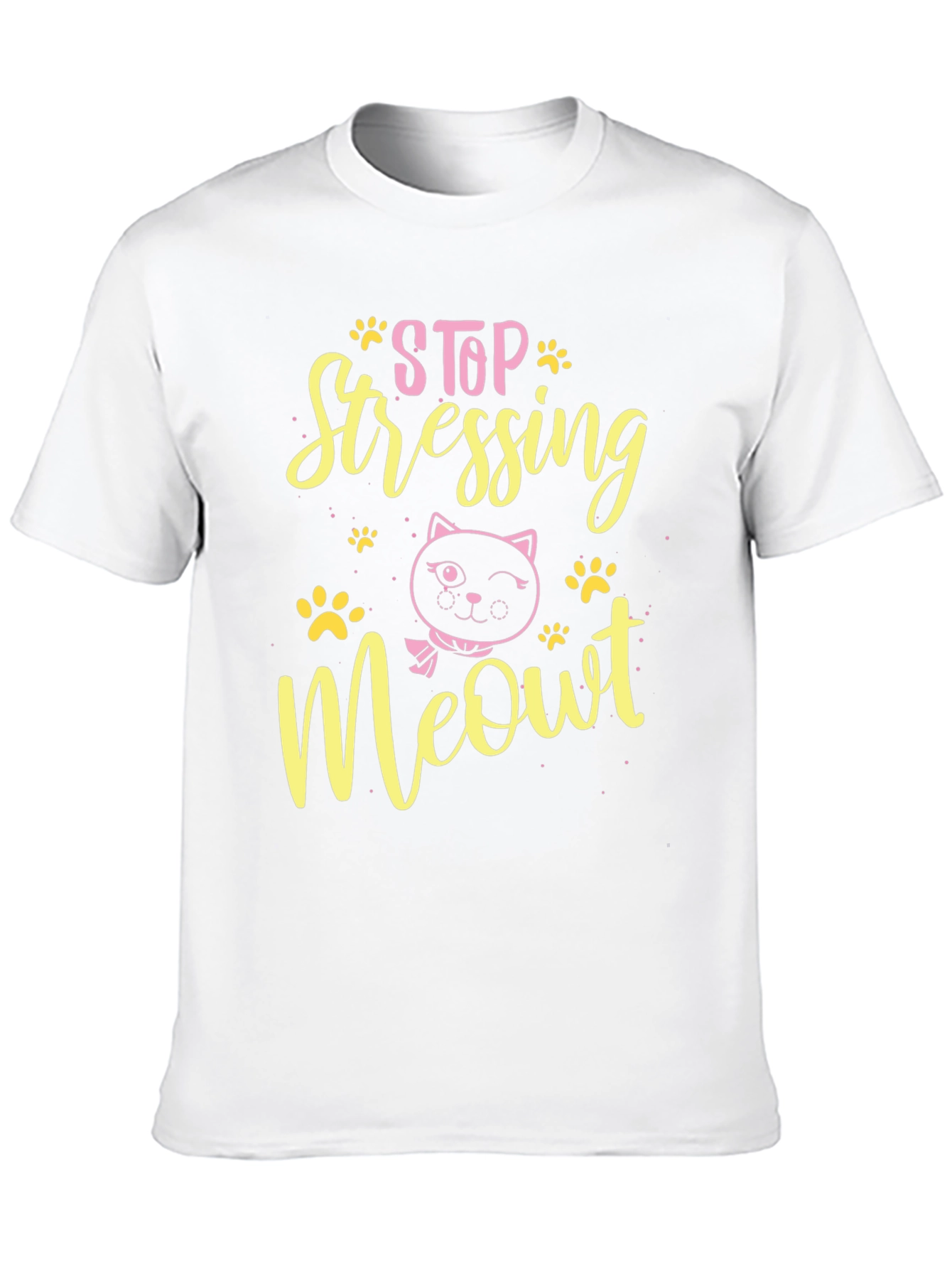 Camiseta Negra con Diseño de Gato Stop Stressing Meowt