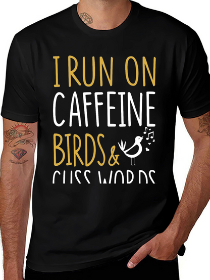 Camiseta Hombre: Cafeína Pájaros y Palabrotas