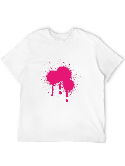 Camiseta Negra con Estampado Fucsia Abstracto