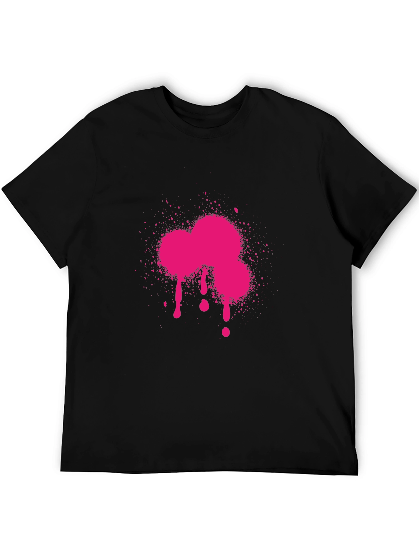 Camiseta Negra con Estampado Fucsia Abstracto
