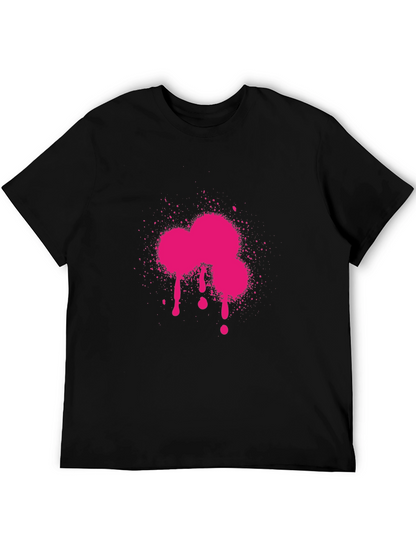 Camiseta Negra con Estampado Fucsia Abstracto