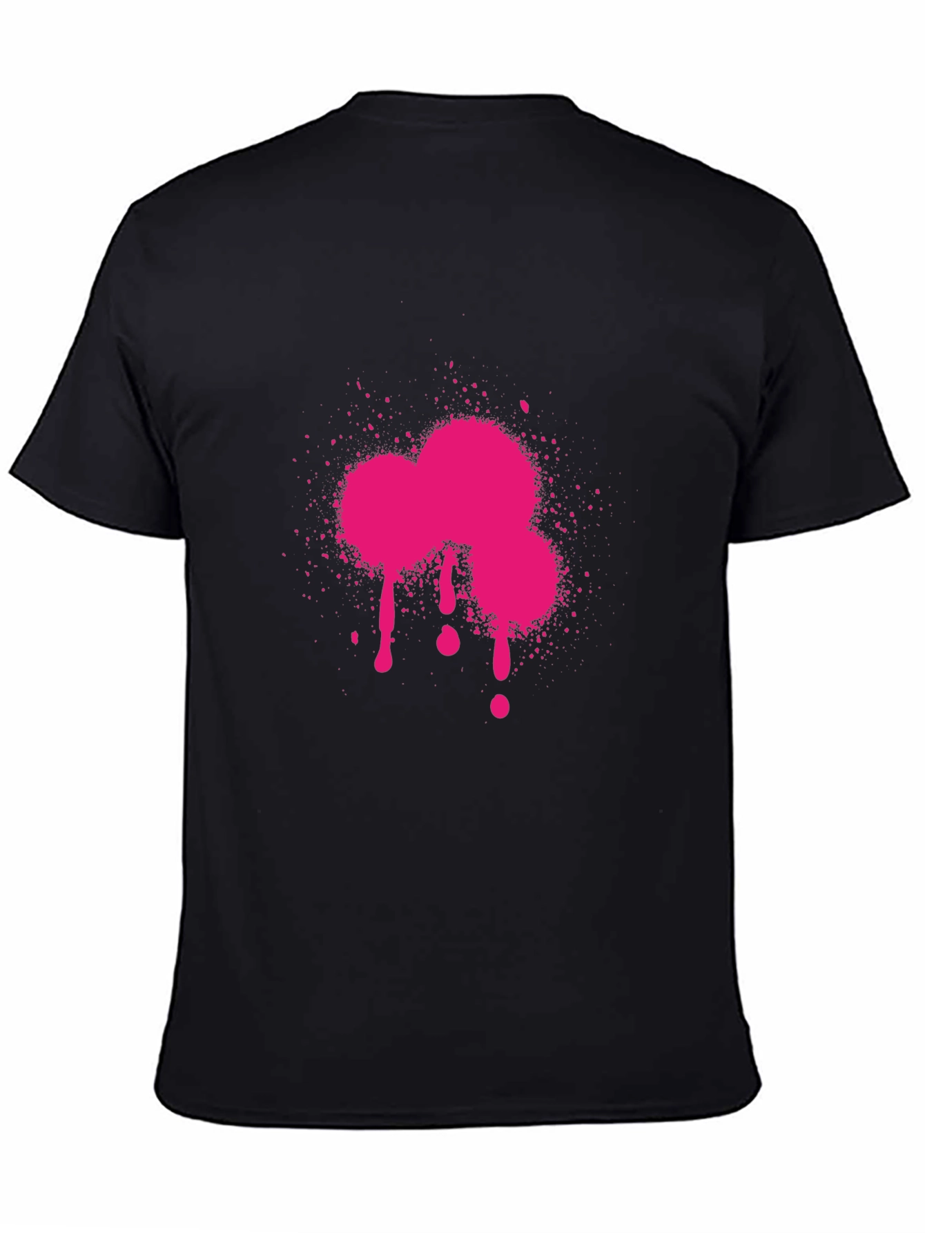Camiseta Negra con Estampado Fucsia Abstracto