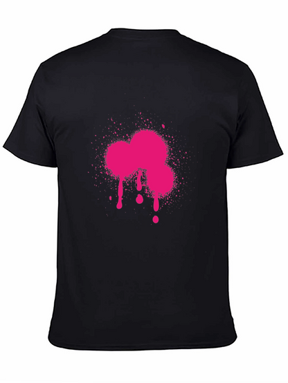 Camiseta Negra con Estampado Fucsia Abstracto