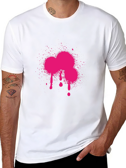 Camiseta Negra con Estampado Fucsia Abstracto
