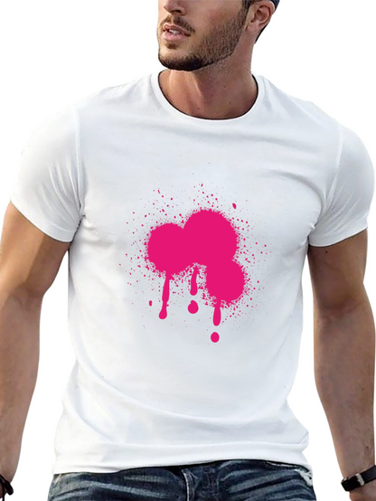 Camiseta Negra con Estampado Fucsia Abstracto