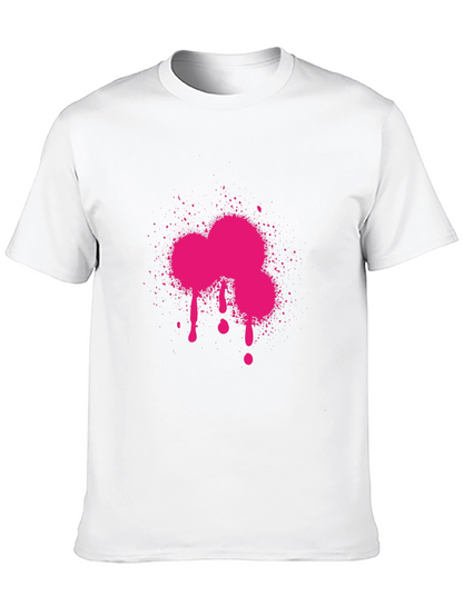 Camiseta Negra con Estampado Fucsia Abstracto
