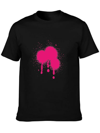 Camiseta Negra con Estampado Fucsia Abstracto