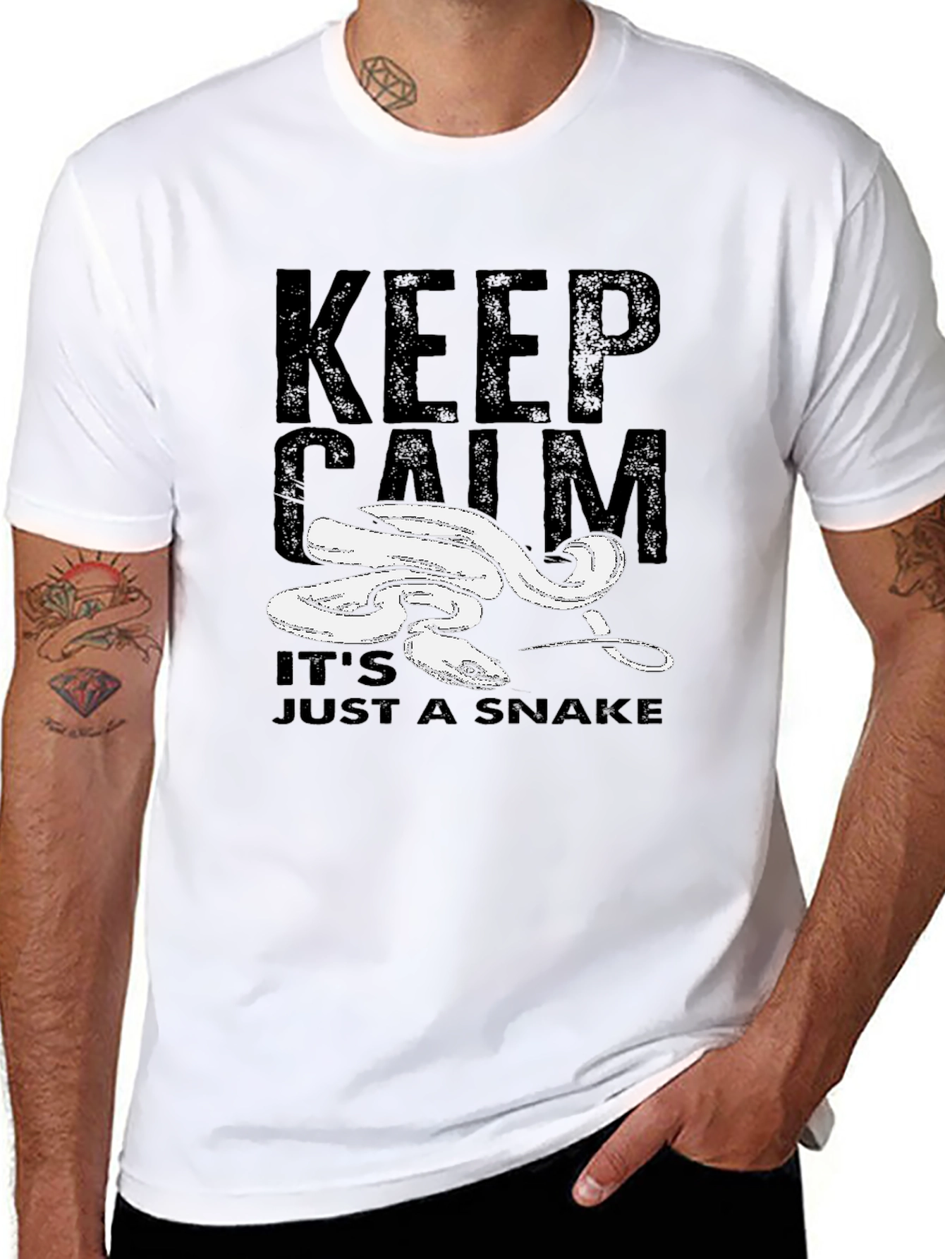 Camiseta Negra Keep Calm Its Just a Snake