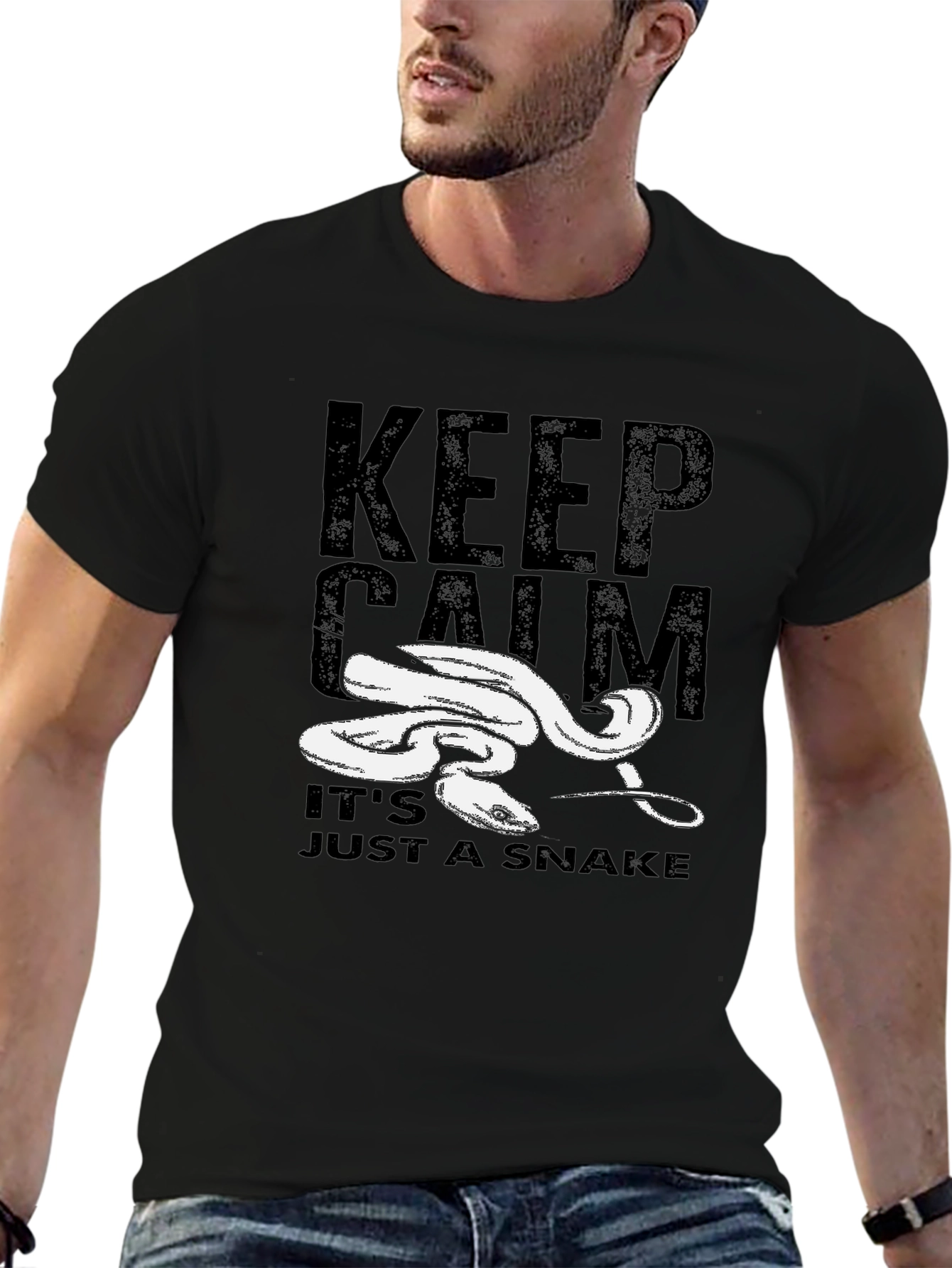 Camiseta Negra Keep Calm Its Just a Snake