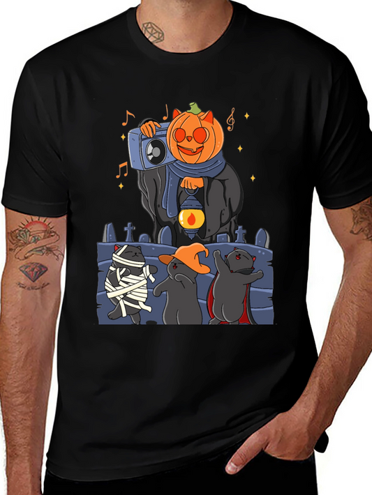 Camiseta Halloween con Gatos y Calabaza DJ