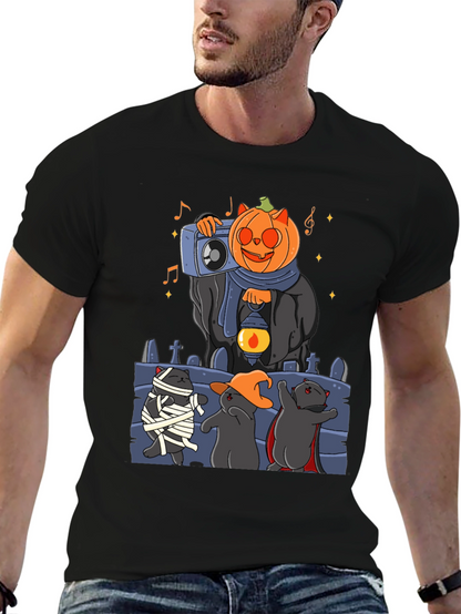 Camiseta Halloween con Gatos y Calabaza DJ