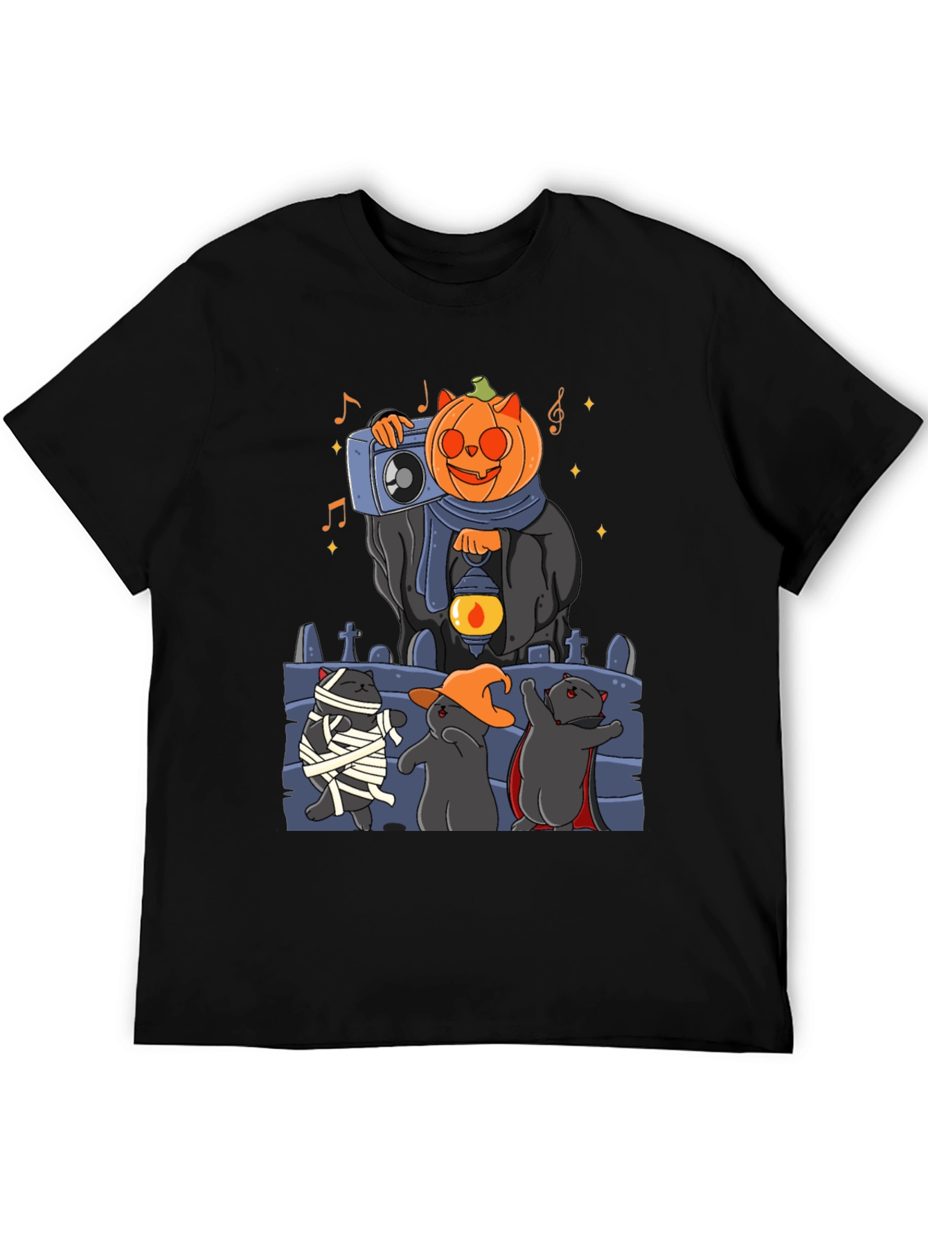 Camiseta Halloween con Gatos y Calabaza DJ