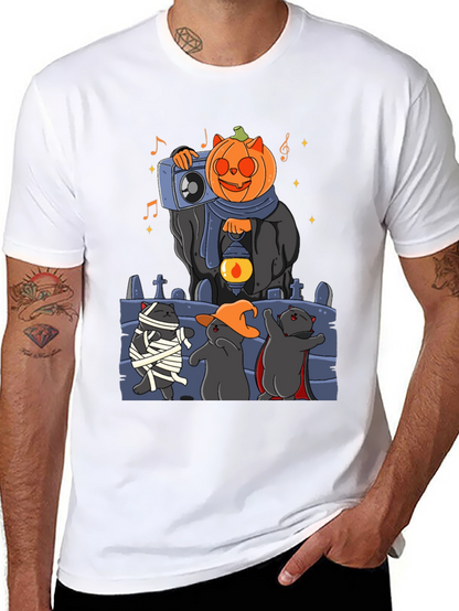 Camiseta Halloween con Gatos y Calabaza DJ