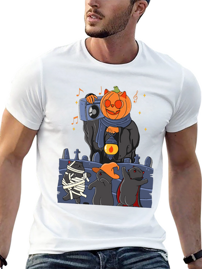 Camiseta Halloween con Gatos y Calabaza DJ