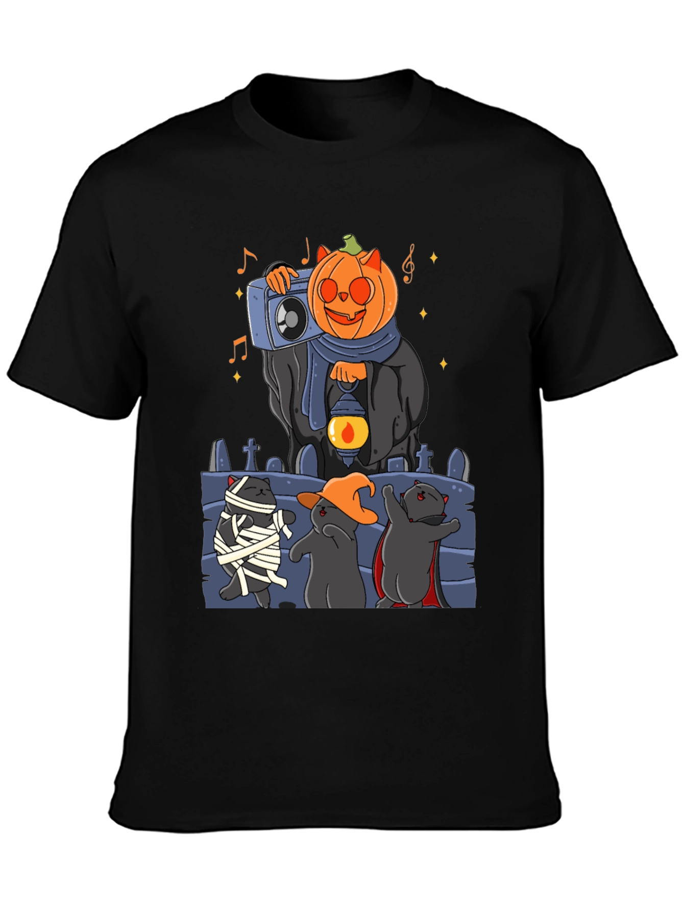 Camiseta Halloween con Gatos y Calabaza DJ