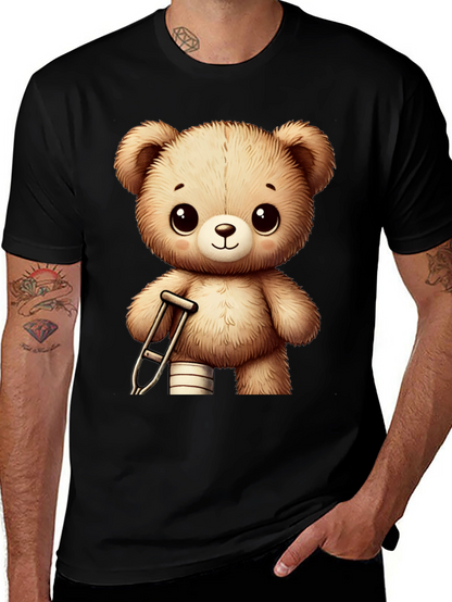 Camiseta Negra con Diseño de Oso de Peluche Lindo