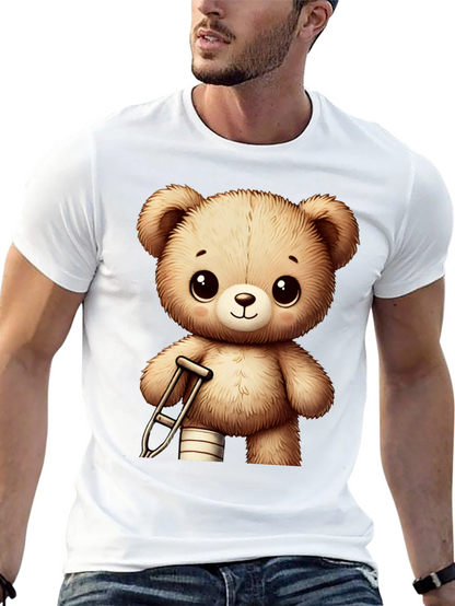 Camiseta Negra con Diseño de Oso de Peluche Lindo