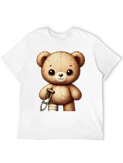 Camiseta Negra con Diseño de Oso de Peluche Lindo