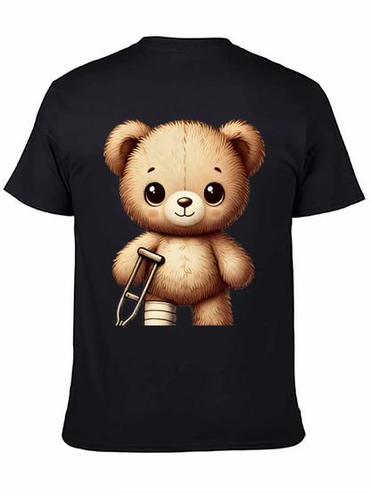 Camiseta Negra con Diseño de Oso de Peluche Lindo