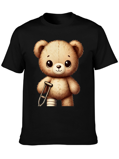 Camiseta Negra con Diseño de Oso de Peluche Lindo