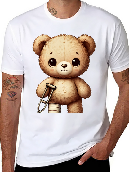 Camiseta Negra con Diseño de Oso de Peluche Lindo