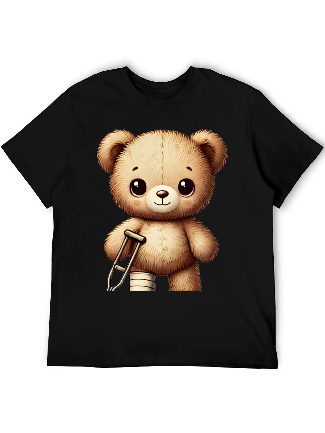Camiseta Negra con Diseño de Oso de Peluche Lindo
