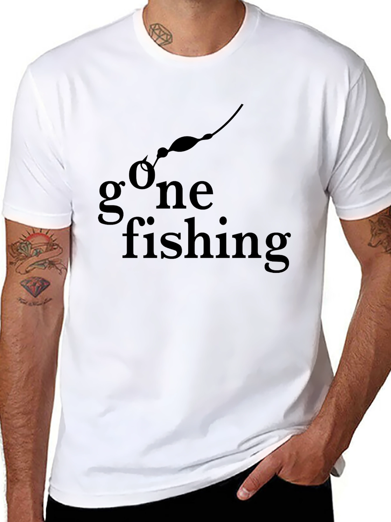 Camiseta Negra Gone Fishing para Amantes de la Pesca
