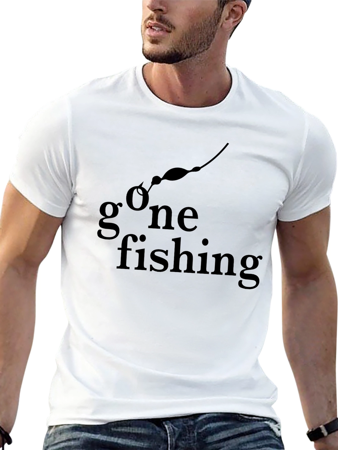 Camiseta Negra Gone Fishing para Amantes de la Pesca
