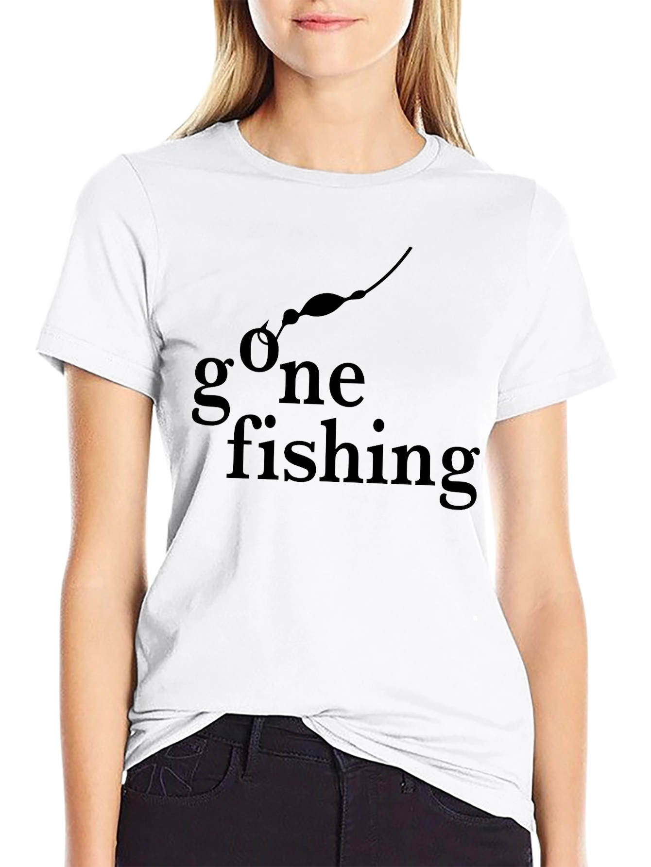 Camiseta Negra Gone Fishing para Amantes de la Pesca
