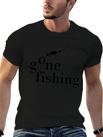 Camiseta Negra Gone Fishing para Amantes de la Pesca