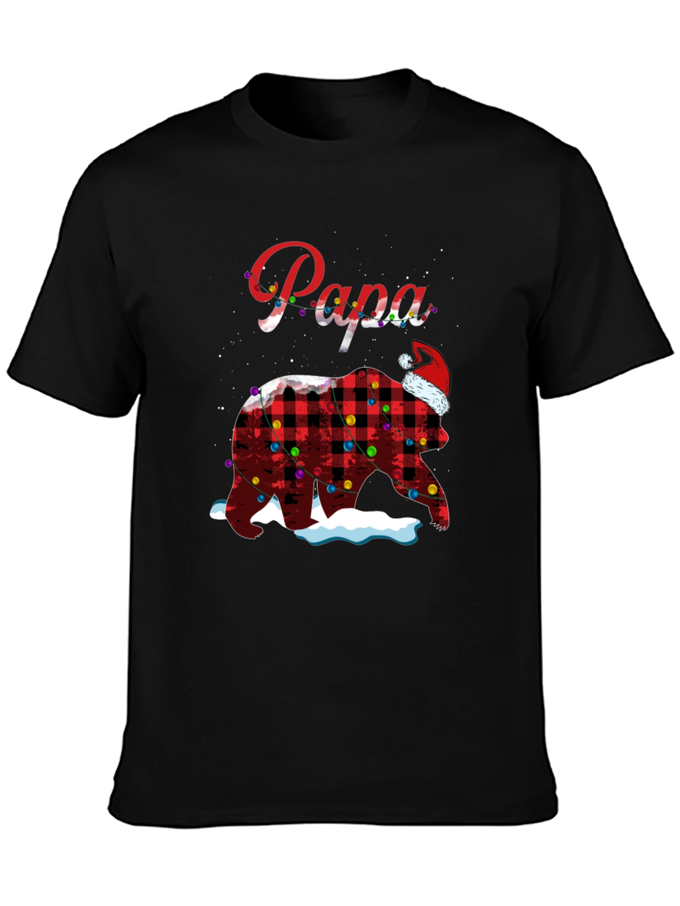 Camiseta Papa Oso Navideño a Cuadros con Luces