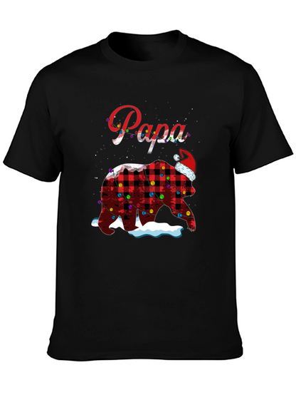 Camiseta Papa Oso Navideño a Cuadros con Luces