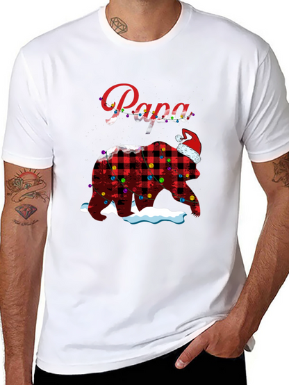 Camiseta Papa Oso Navideño a Cuadros con Luces