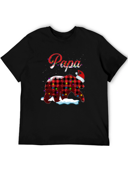 Camiseta Papa Oso Navideño a Cuadros con Luces