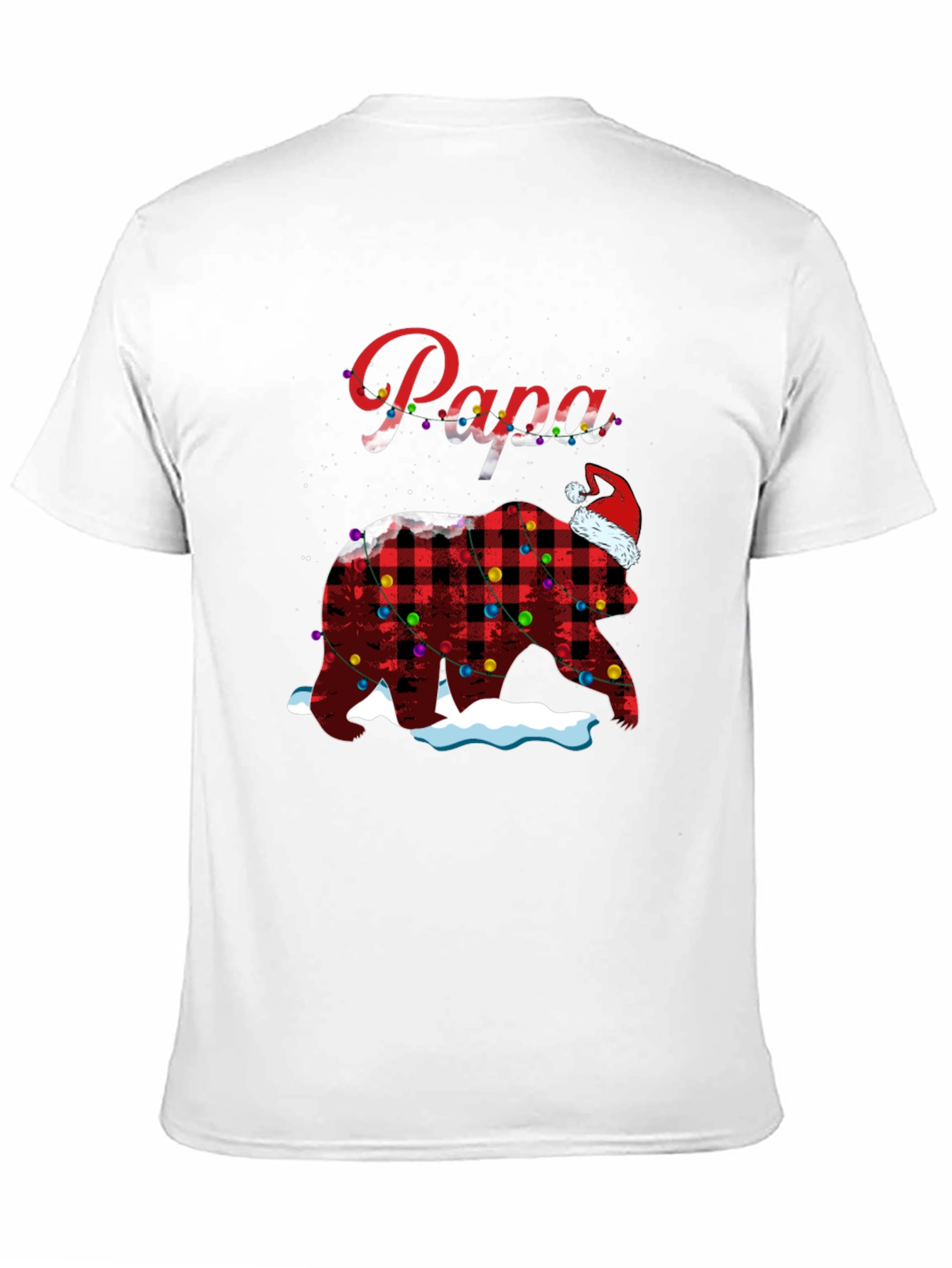 Camiseta Papa Oso Navideño a Cuadros con Luces